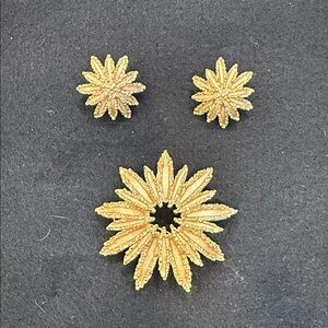 Vintage Avon 1970s Brooch and clip earrings set.